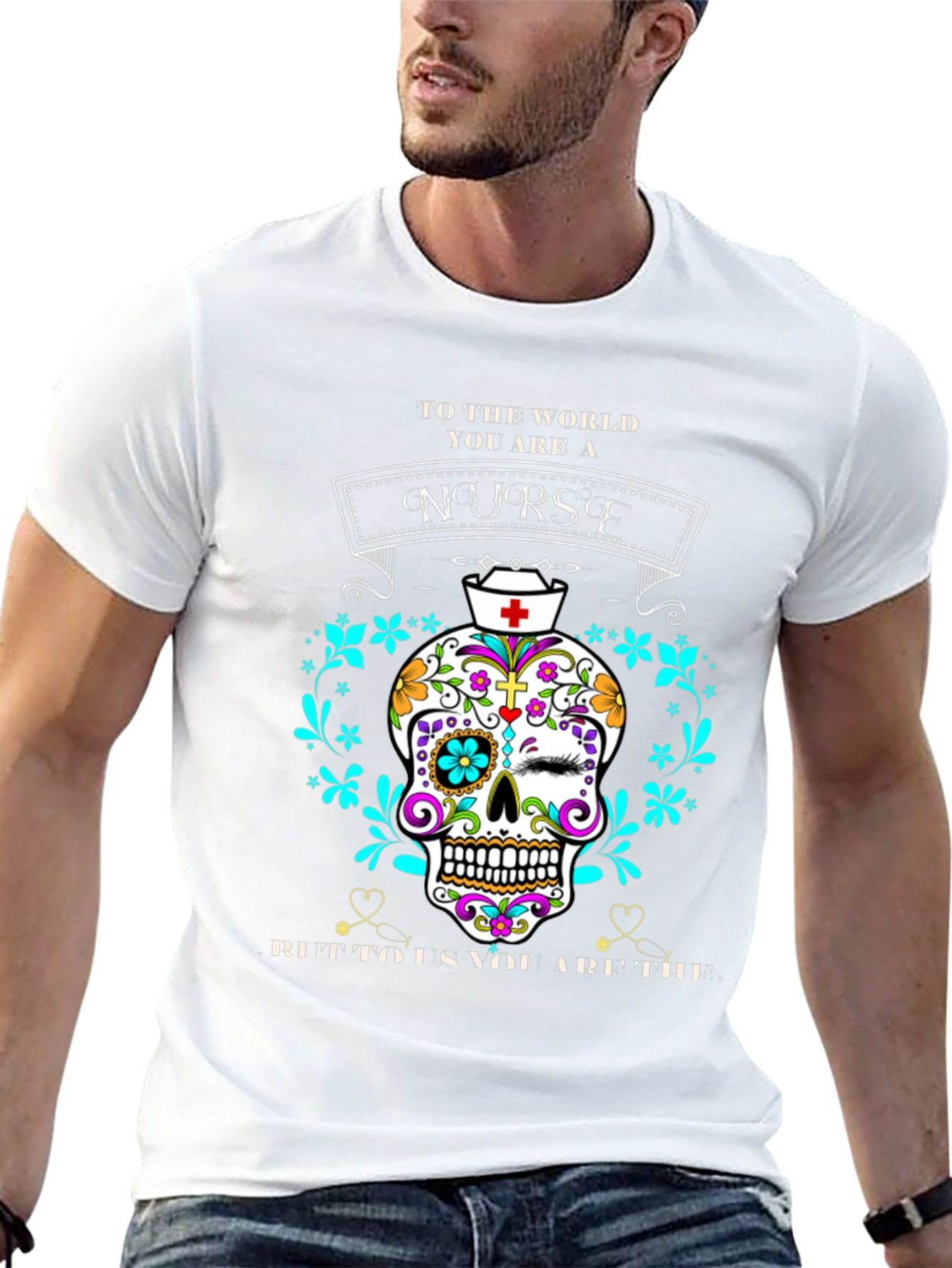 Nurse Sugar Skull Graphic Tee