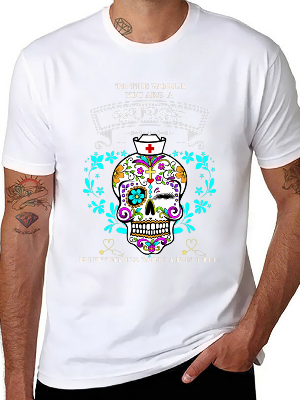Nurse Sugar Skull Graphic Tee