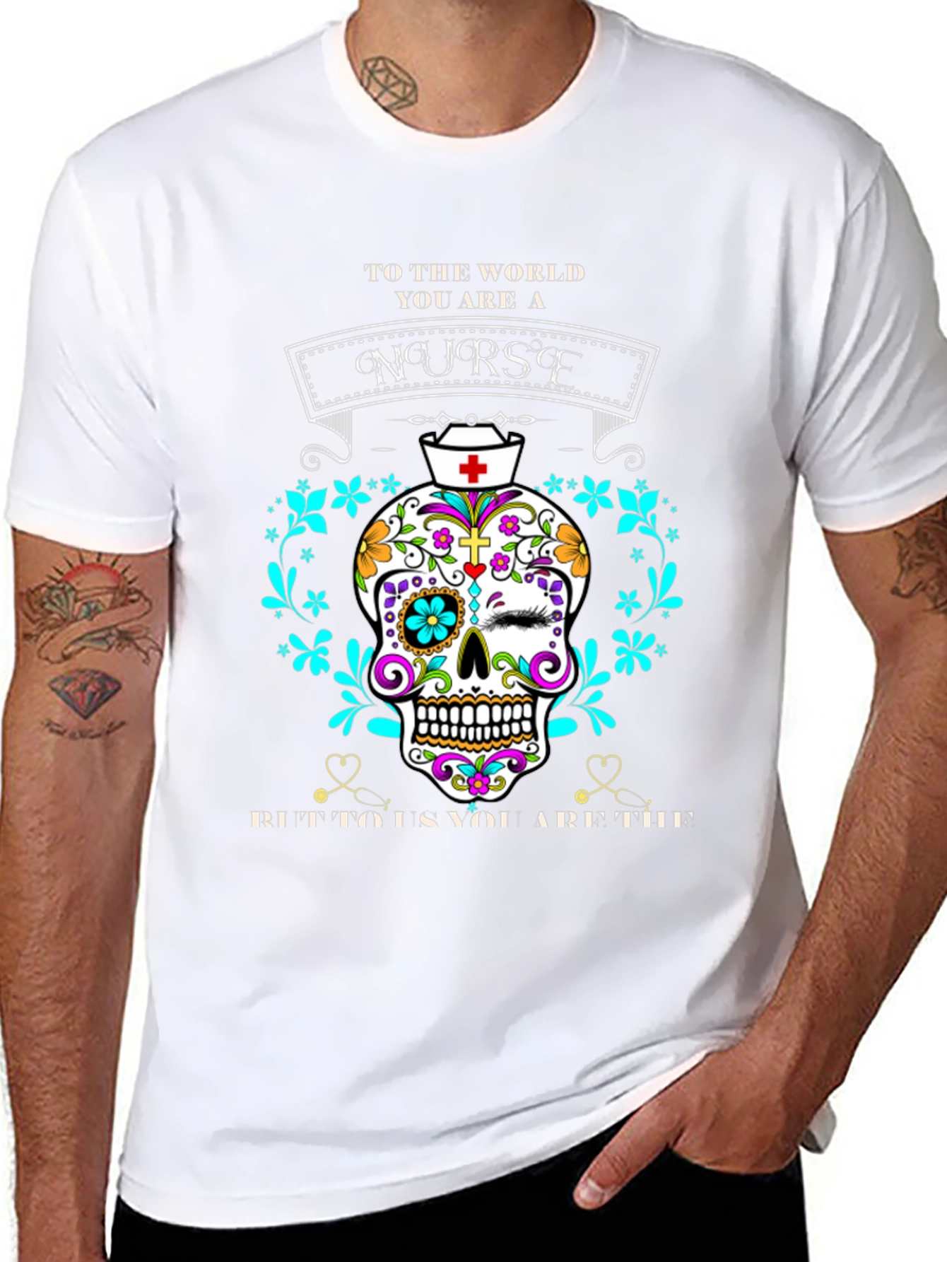 Nurse Sugar Skull Graphic Tee