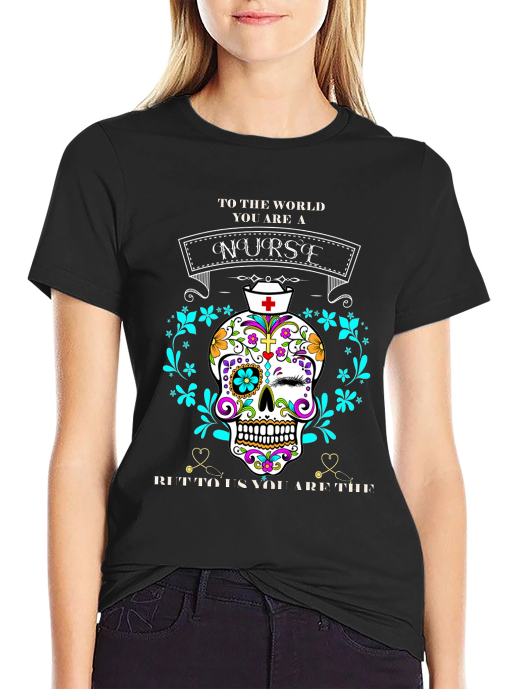 Nurse Sugar Skull Graphic Tee
