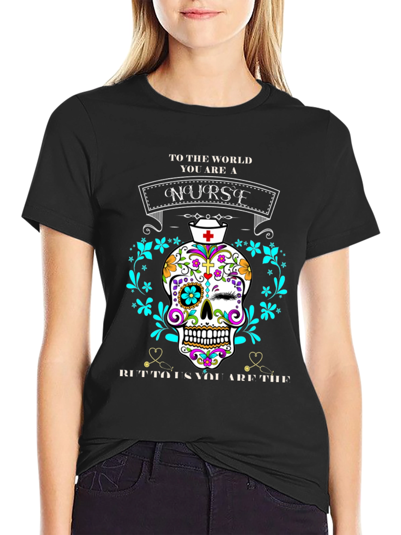 Nurse Sugar Skull Graphic Tee