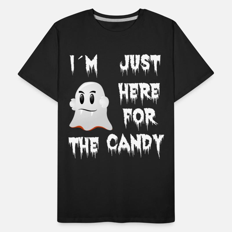 Halloween saying costume just here for the candy