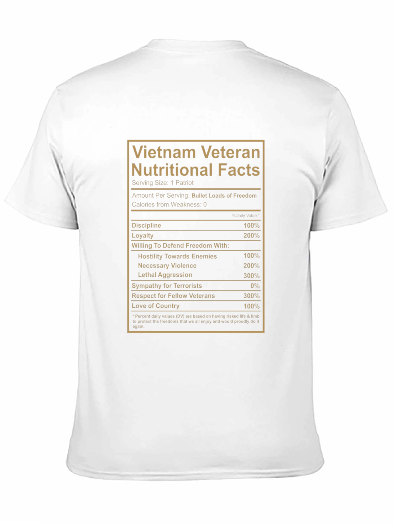Vietnam Veteran Nutritional Facts Graphic T-Shirt