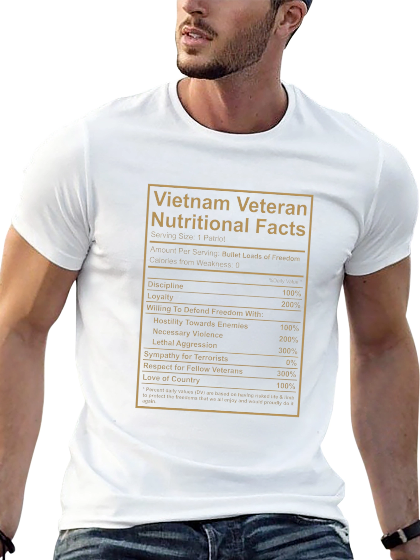 Vietnam Veteran Nutritional Facts Graphic T-Shirt