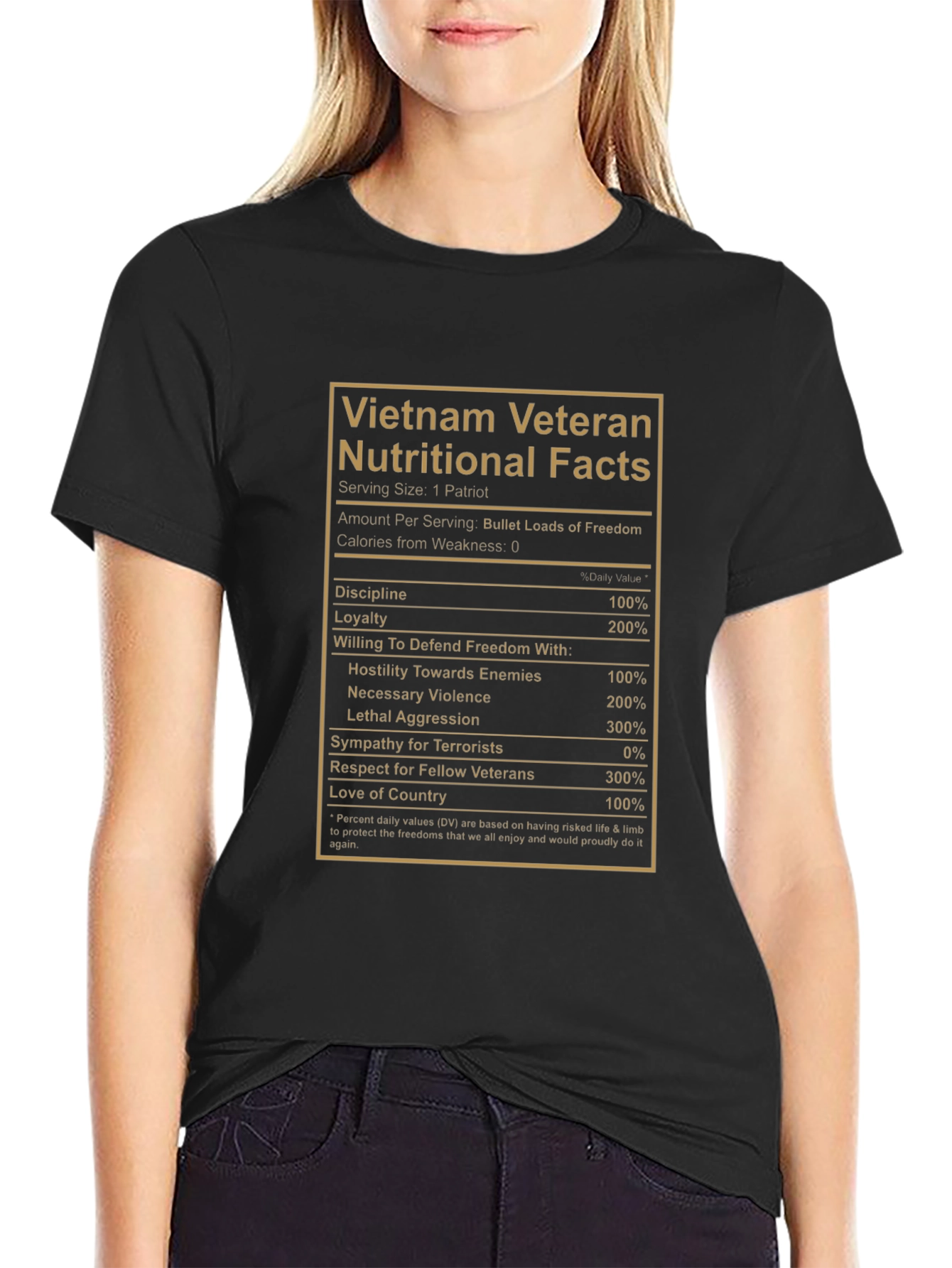 Vietnam Veteran Nutritional Facts Graphic T-Shirt