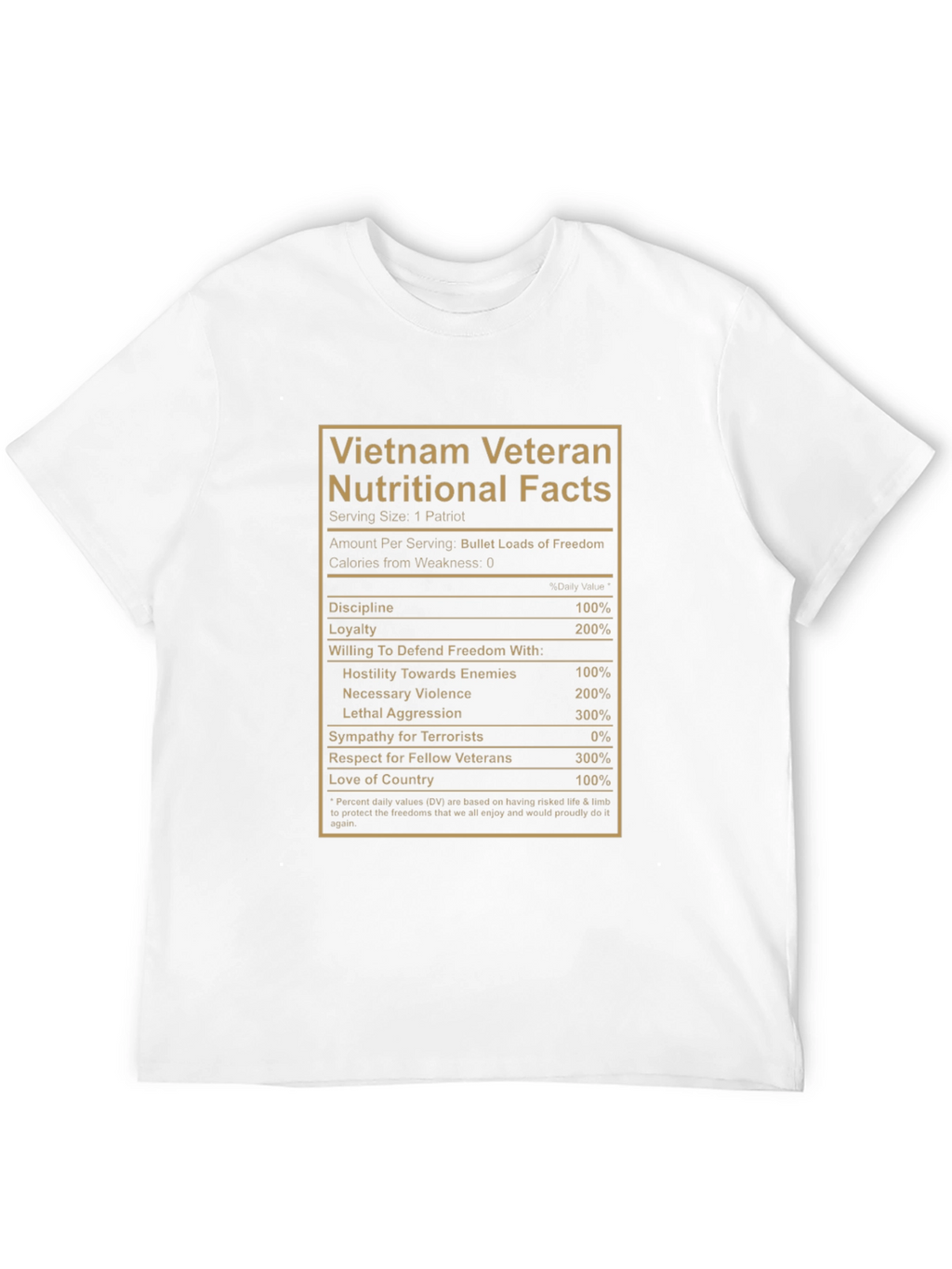 Vietnam Veteran Nutritional Facts Graphic T-Shirt
