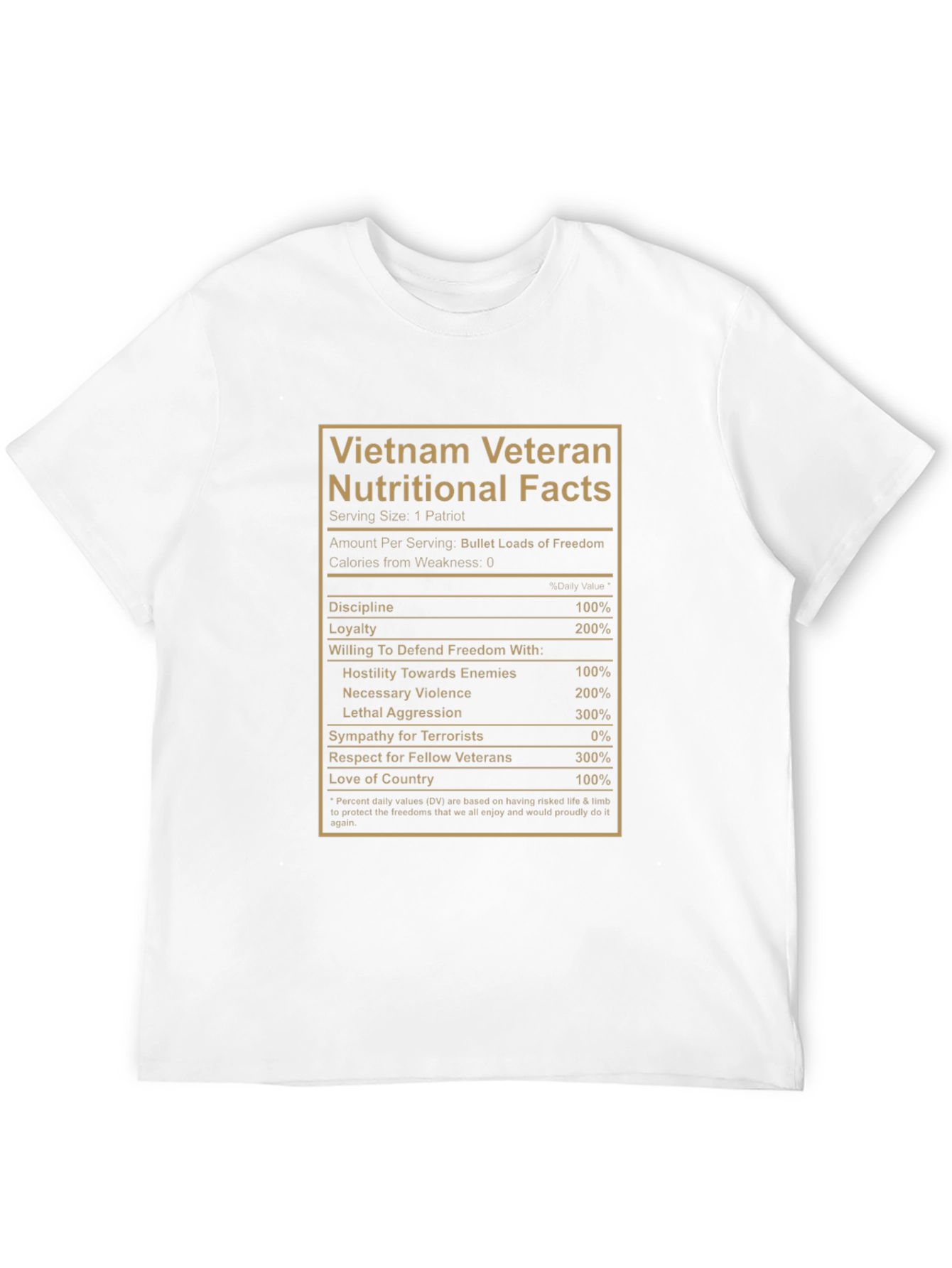 Vietnam Veteran Nutritional Facts Graphic T-Shirt