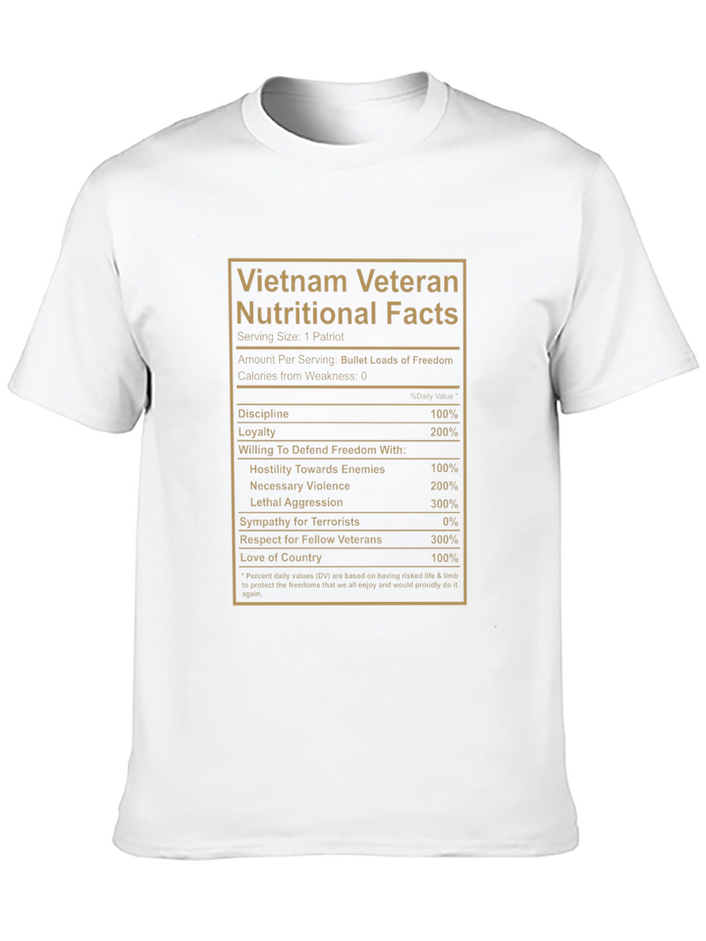 Vietnam Veteran Nutritional Facts Graphic T-Shirt