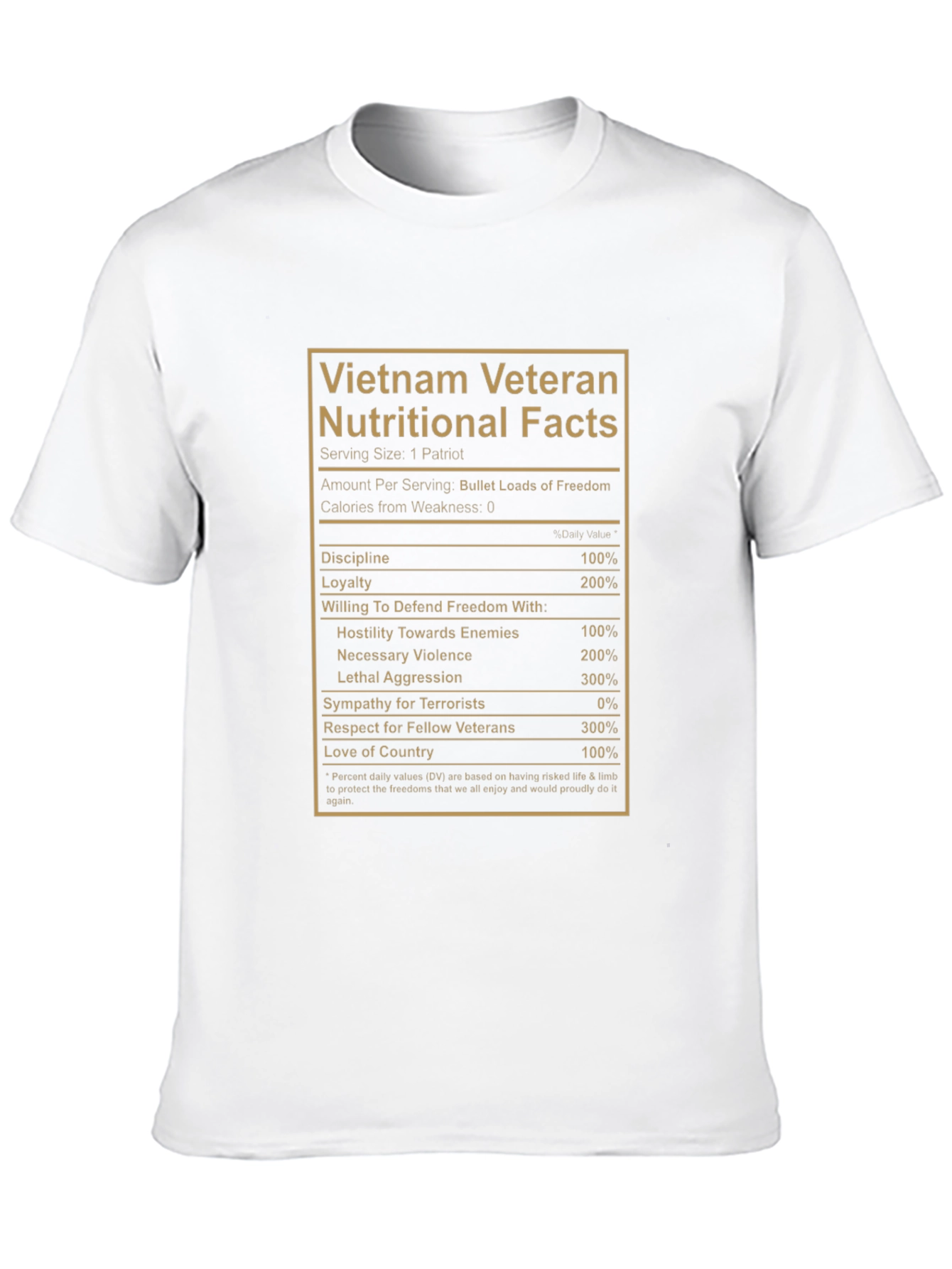 Vietnam Veteran Nutritional Facts Graphic T-Shirt