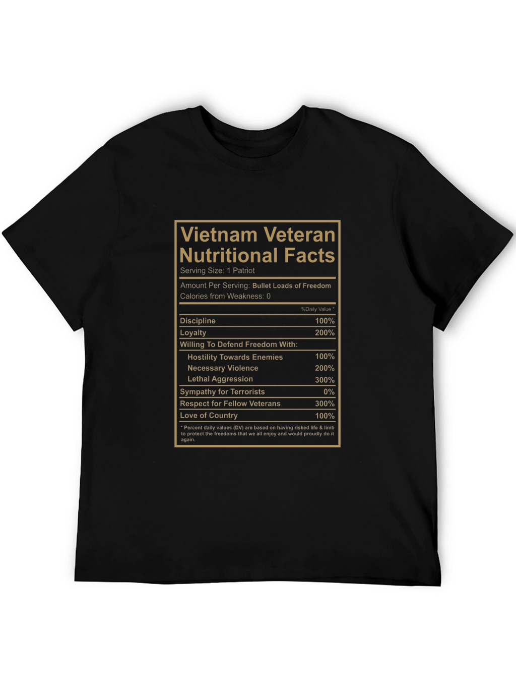 Vietnam Veteran Nutritional Facts Graphic T-Shirt