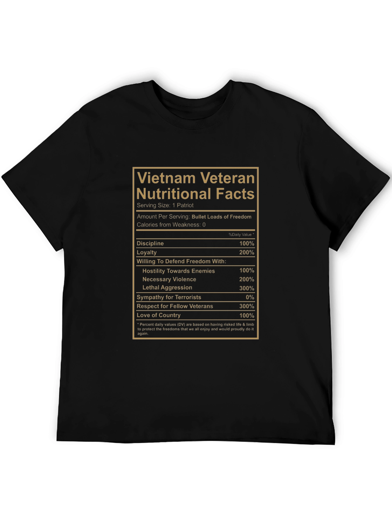 Vietnam Veteran Nutritional Facts Graphic T-Shirt