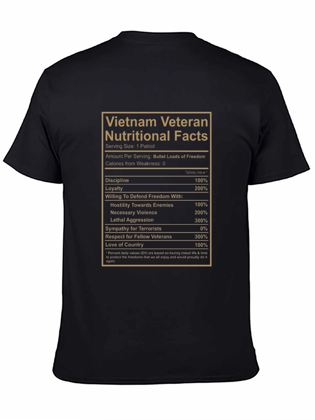 Vietnam Veteran Nutritional Facts Graphic T-Shirt