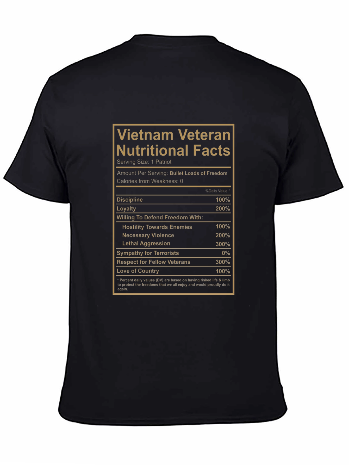 Vietnam Veteran Nutritional Facts Graphic T-Shirt