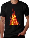 Fiery Flames Graphic Tee - Bold Black T-Shirt