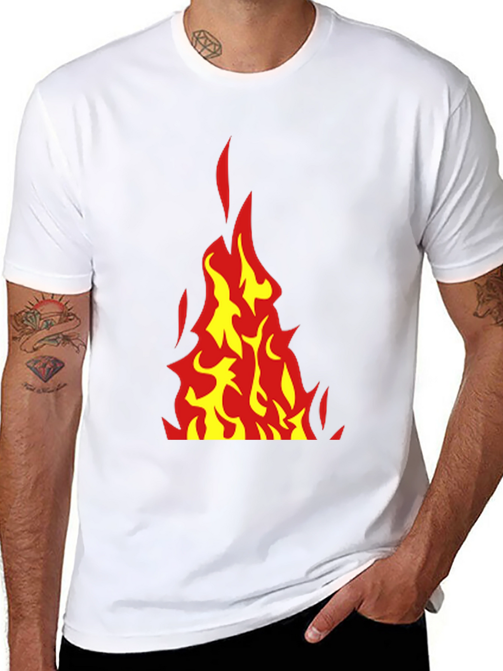 Fiery Flames Graphic Tee - Bold Black T-Shirt