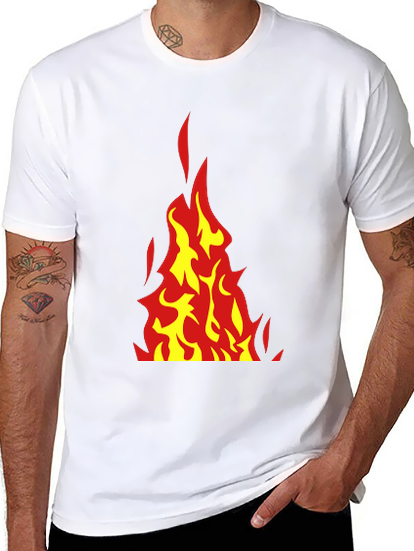Fiery Flames Graphic Tee - Bold Black T-Shirt
