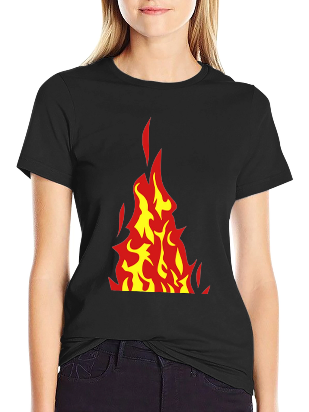Fiery Flames Graphic Tee - Bold Black T-Shirt