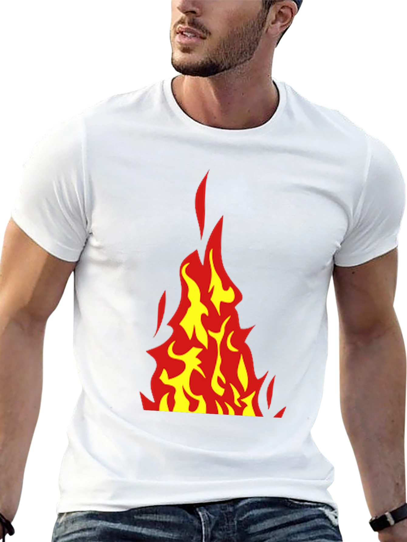 Fiery Flames Graphic Tee - Bold Black T-Shirt