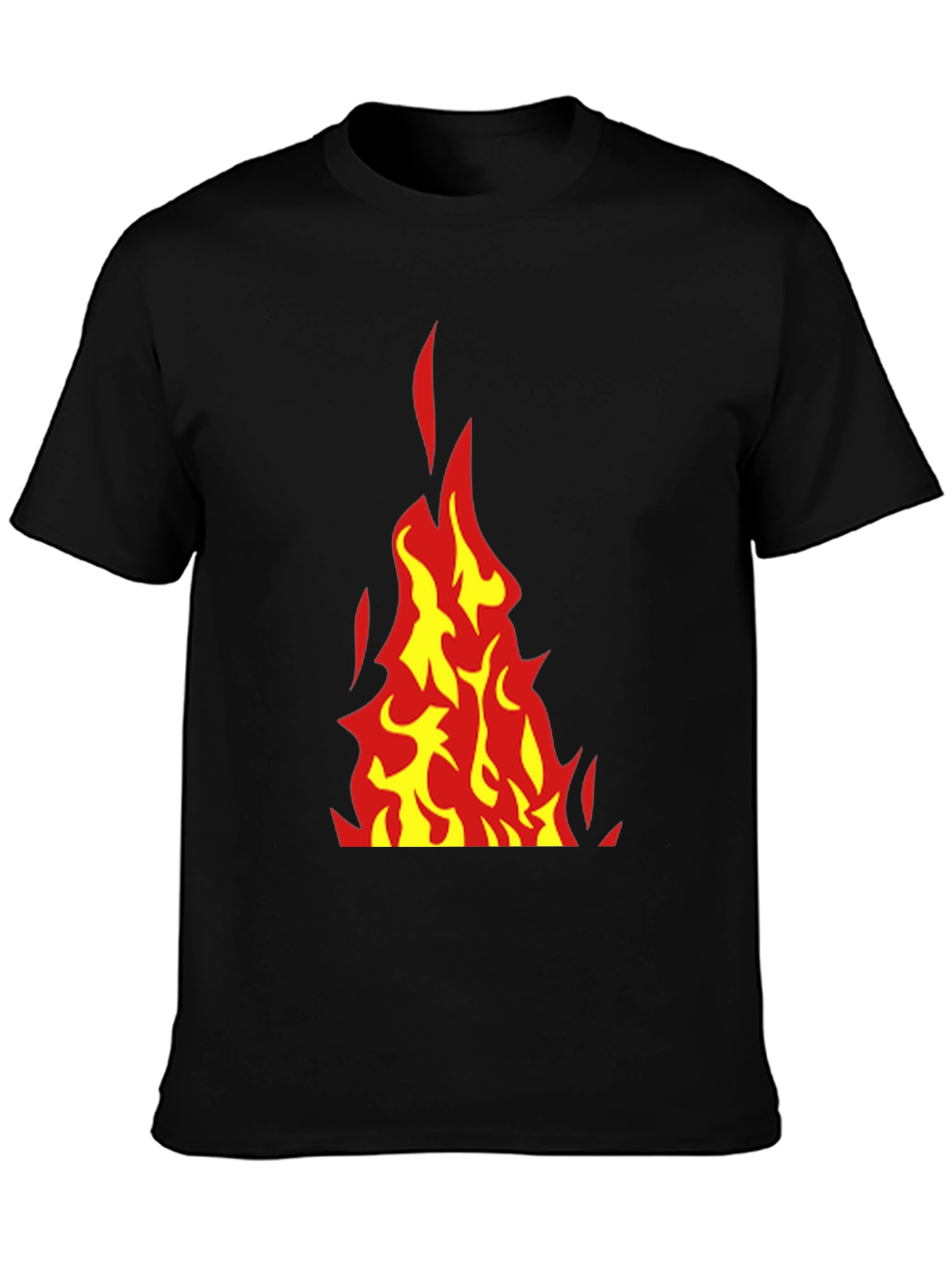 Fiery Flames Graphic Tee - Bold Black T-Shirt