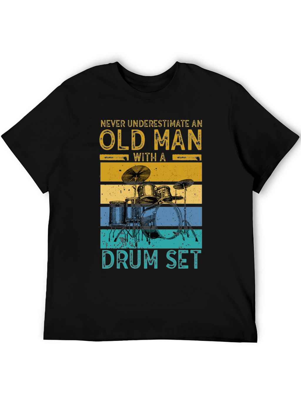 Old Man Drum Set Graphic Tee - Black