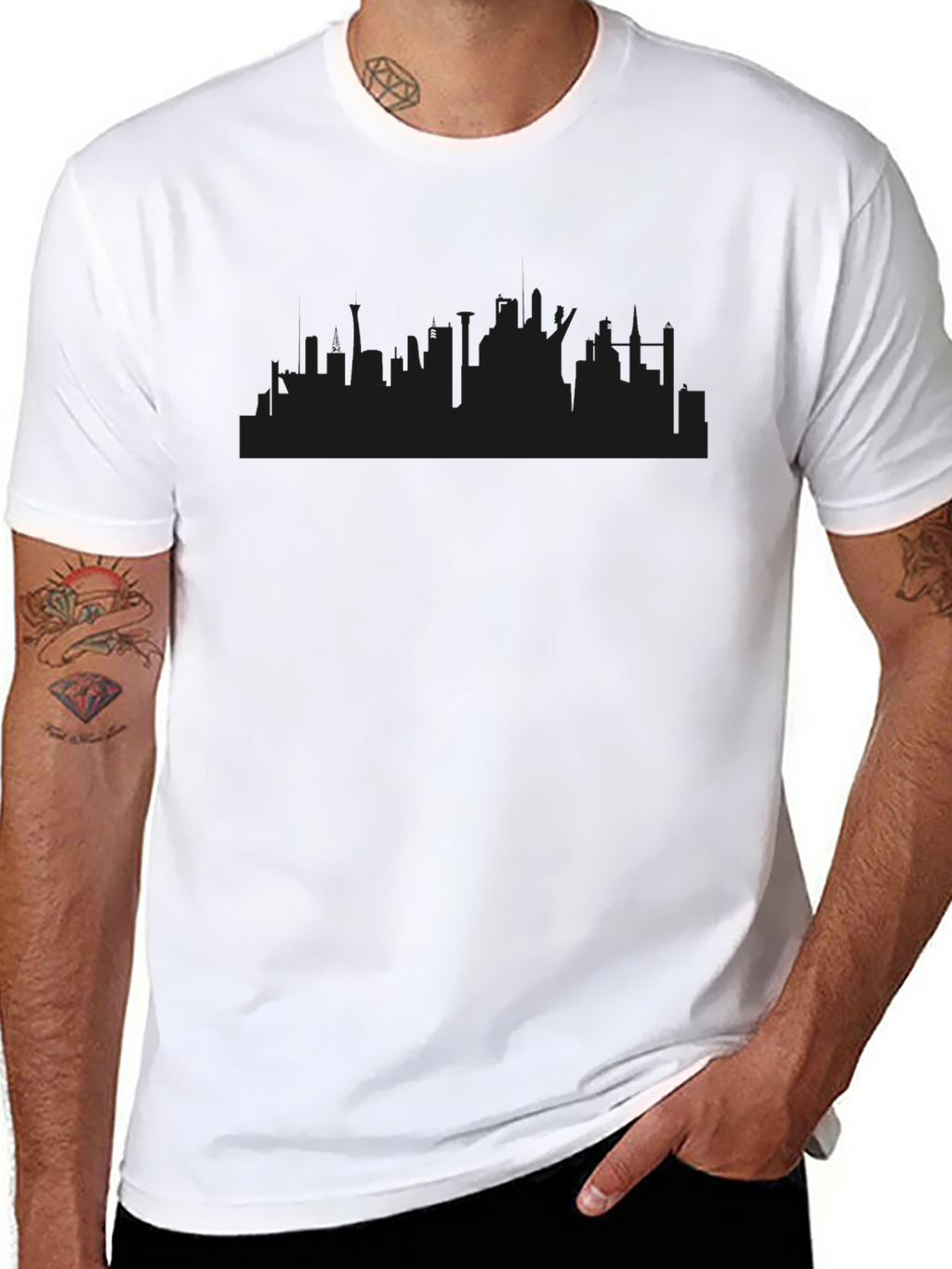 Mens Black Cityscape Graphic Tee