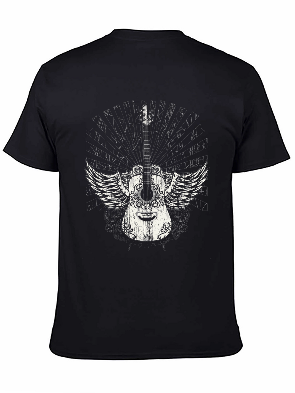 Winged Guitar Graphic Black T-Shirt