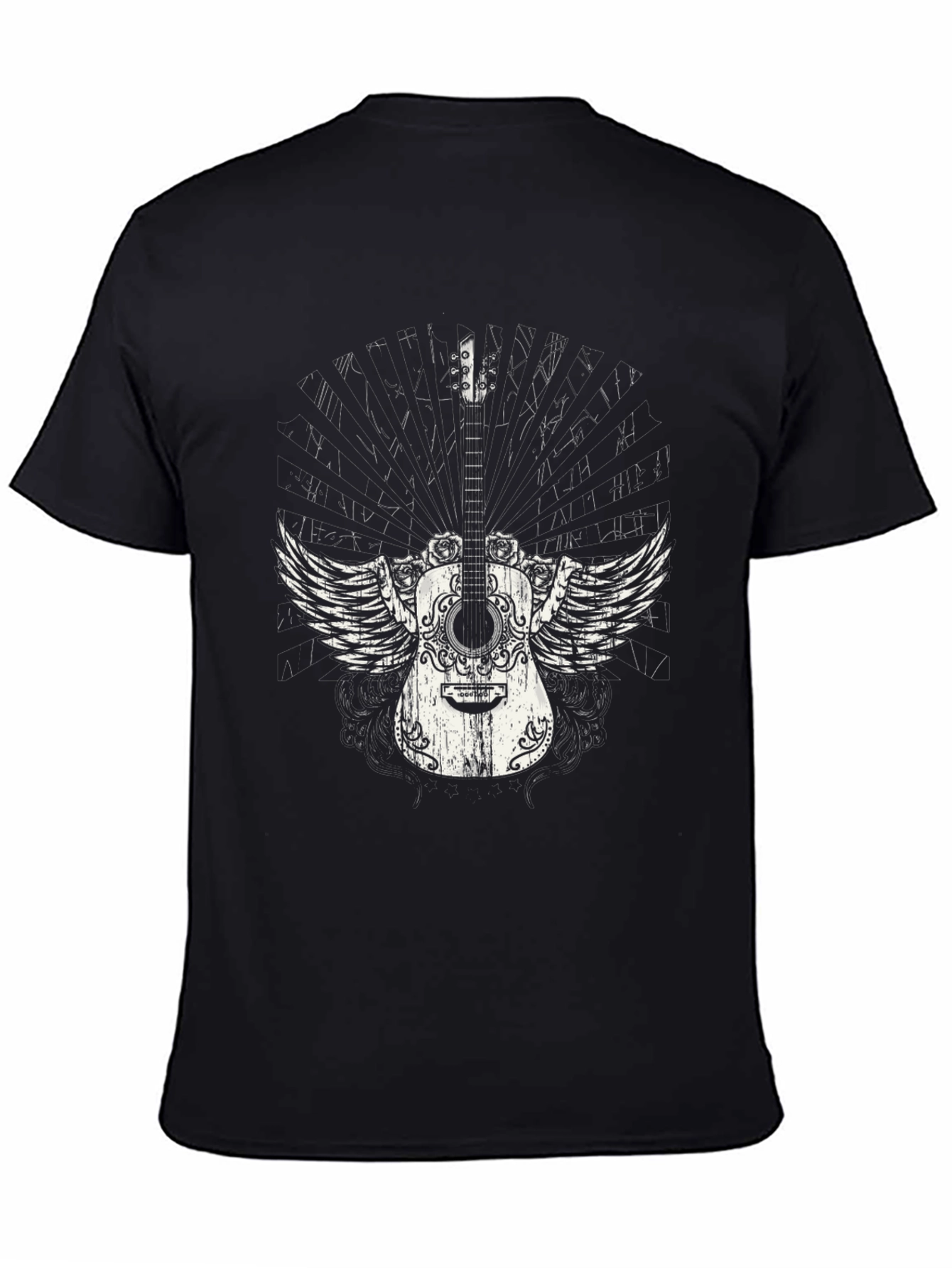 Winged Guitar Graphic Black T-Shirt
