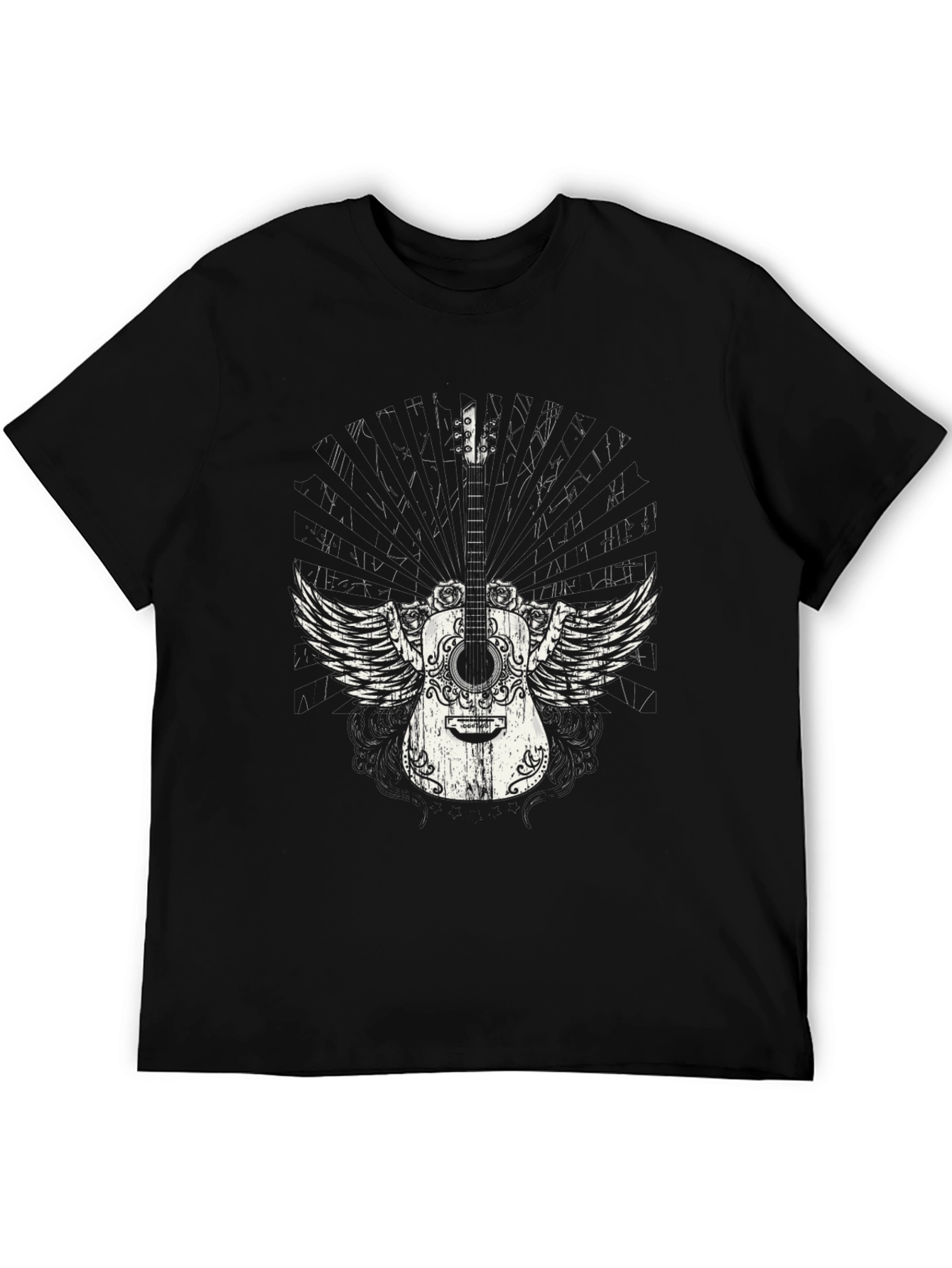 Winged Guitar Graphic Black T-Shirt