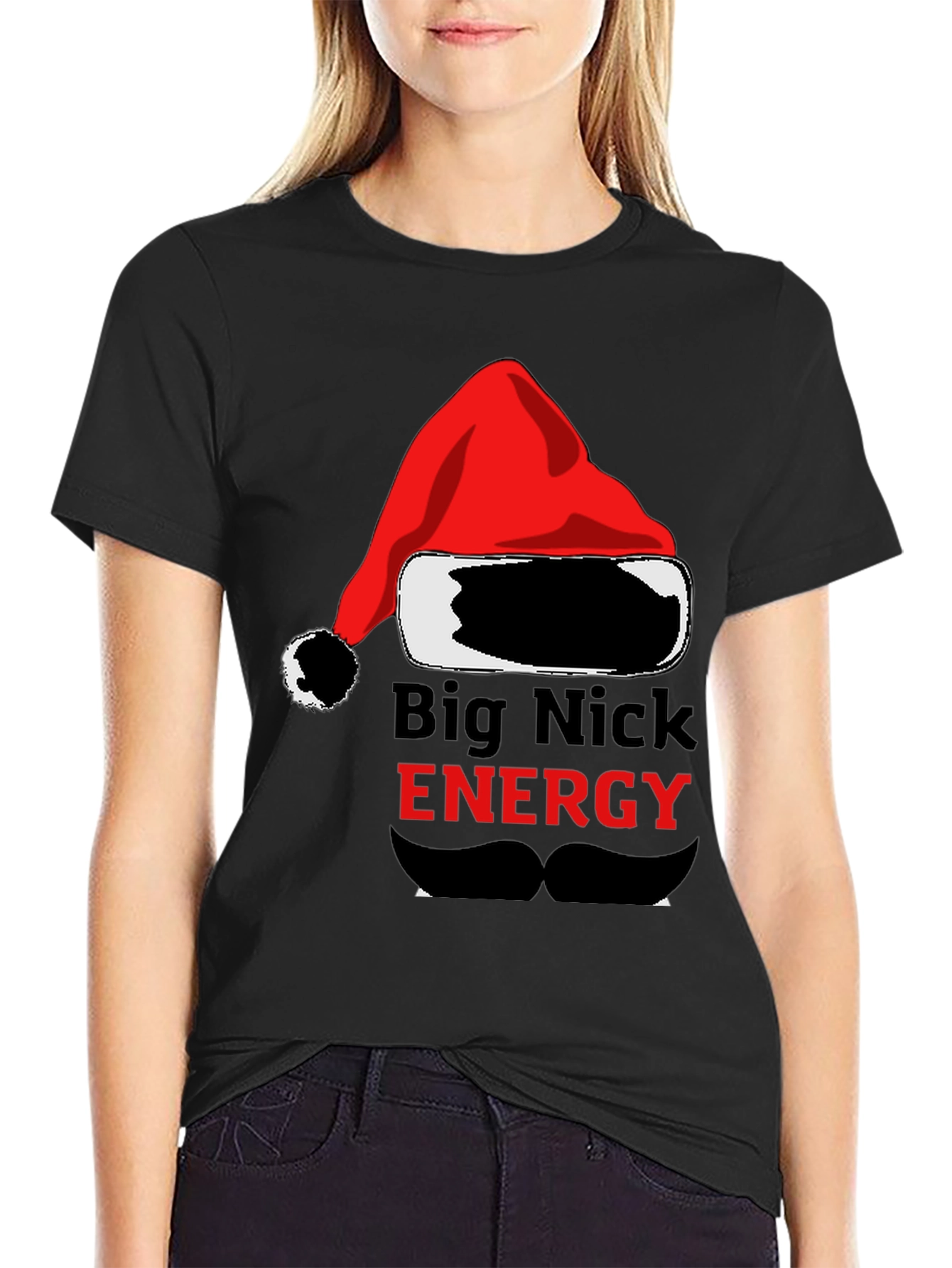 Big Nick Energy Santa Hat T-Shirt - Funny Christmas Holiday Tee