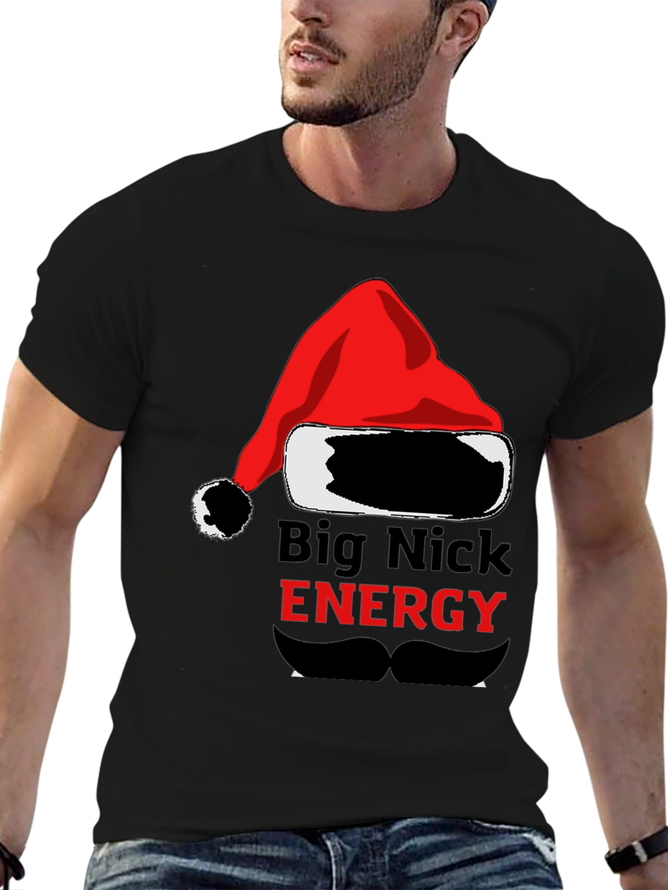 Big Nick Energy Santa Hat T-Shirt - Funny Christmas Holiday Tee