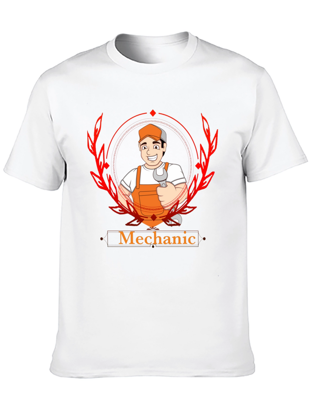Mechanic Cartoon Graphic Black T-Shirt