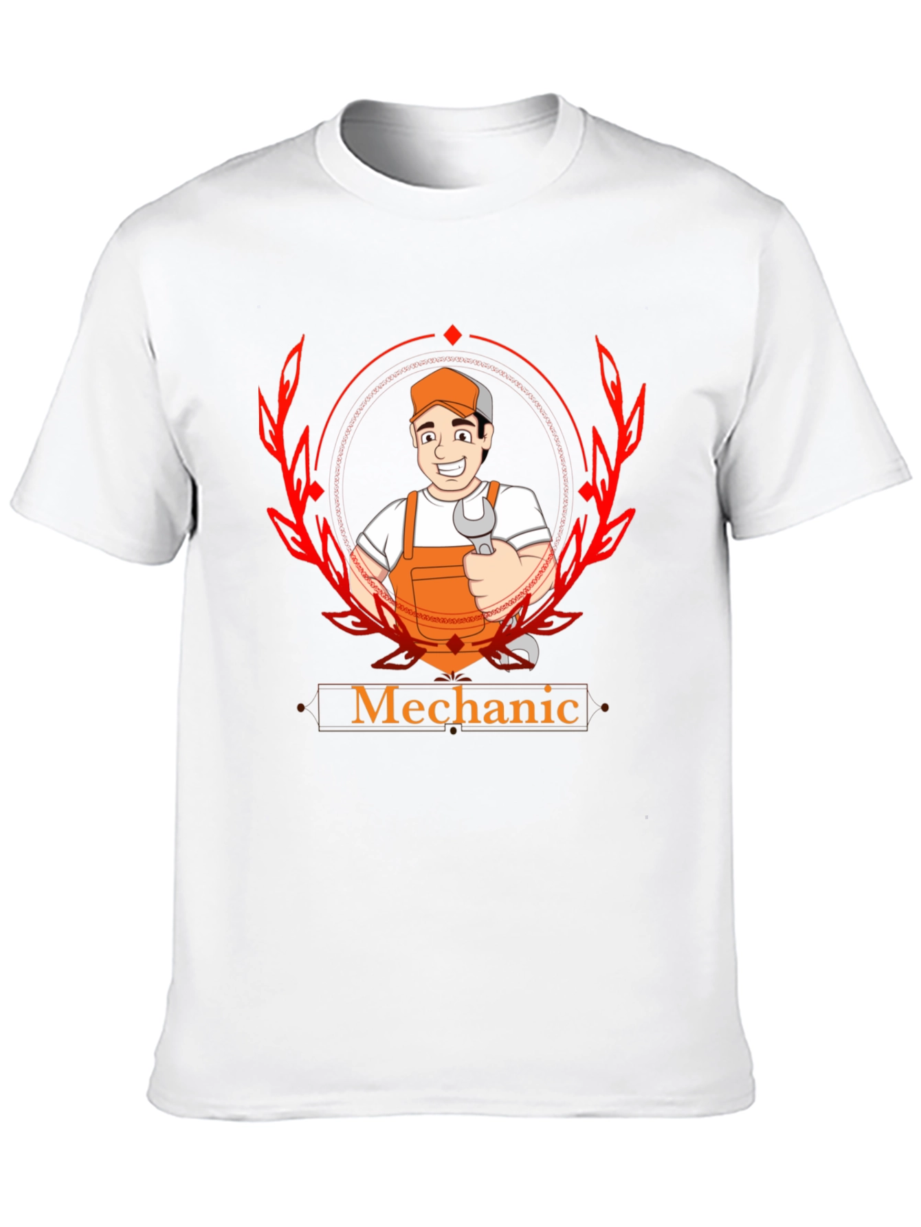 Mechanic Cartoon Graphic Black T-Shirt