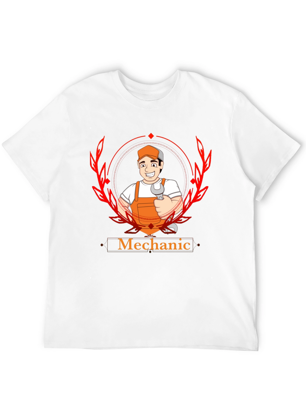 Mechanic Cartoon Graphic Black T-Shirt