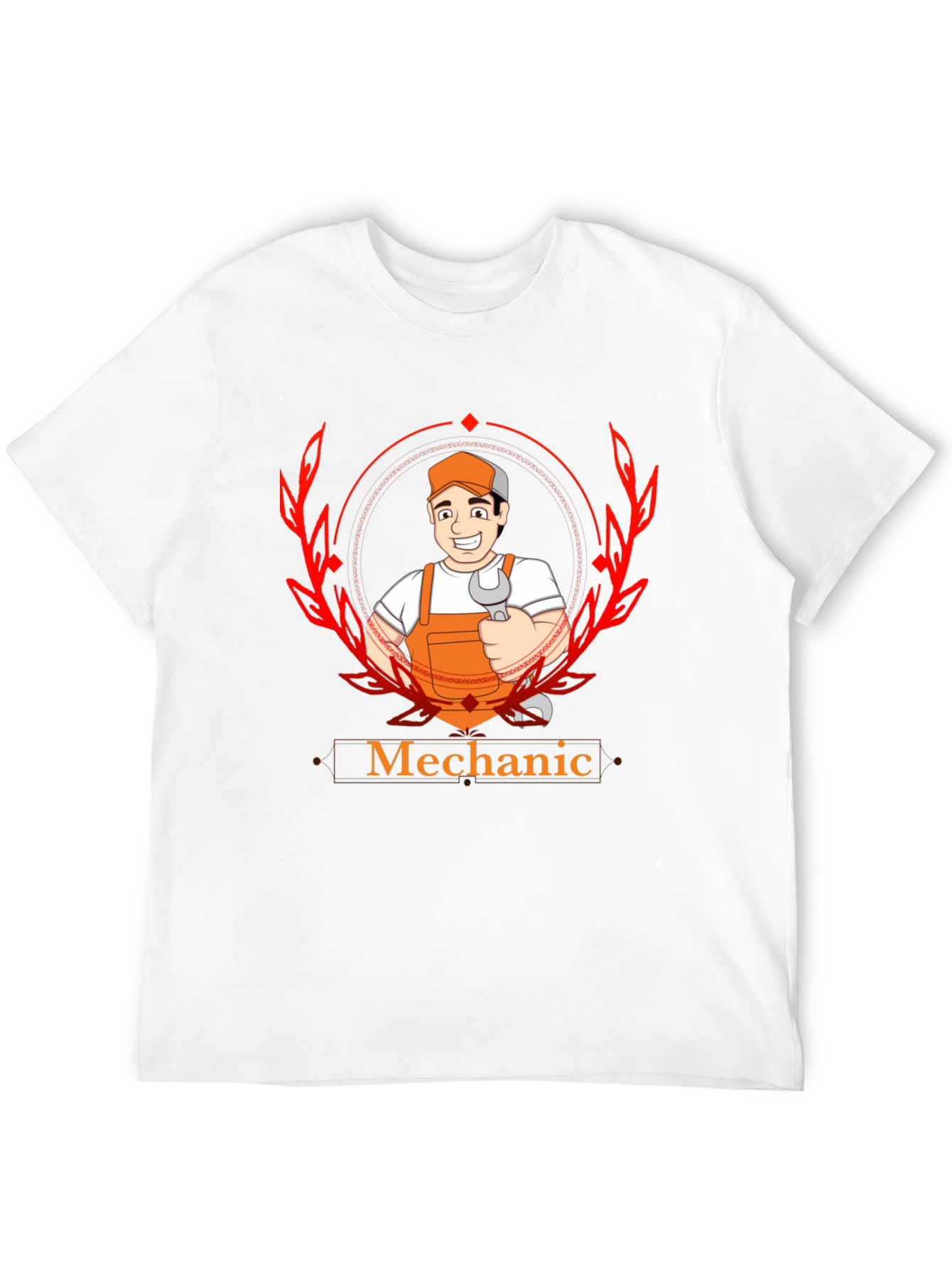 Mechanic Cartoon Graphic Black T-Shirt