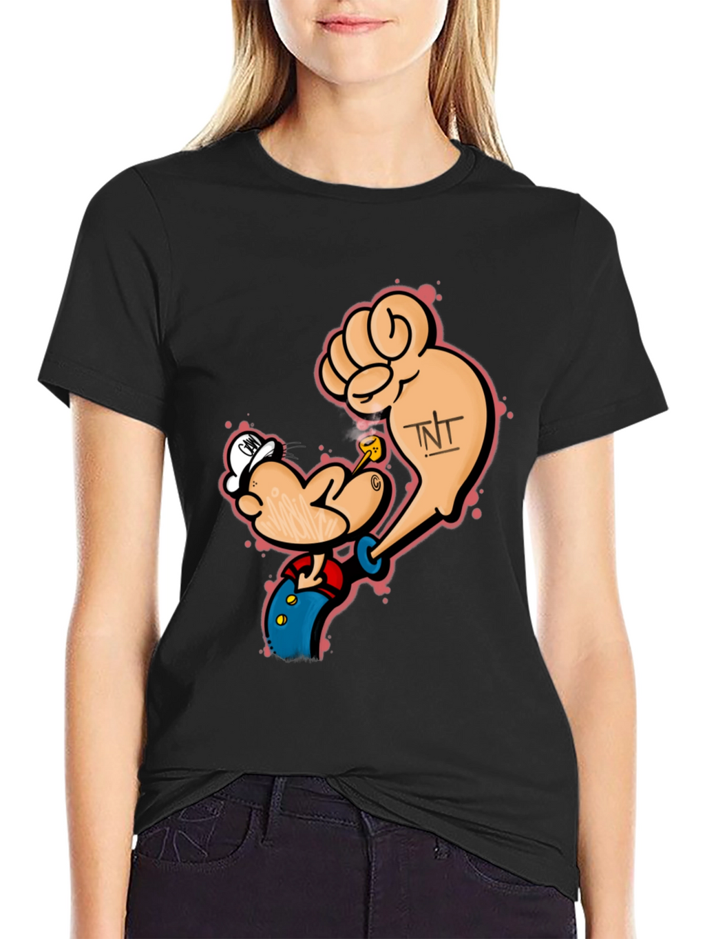 Popeye Inspired TNT Black T-Shirt