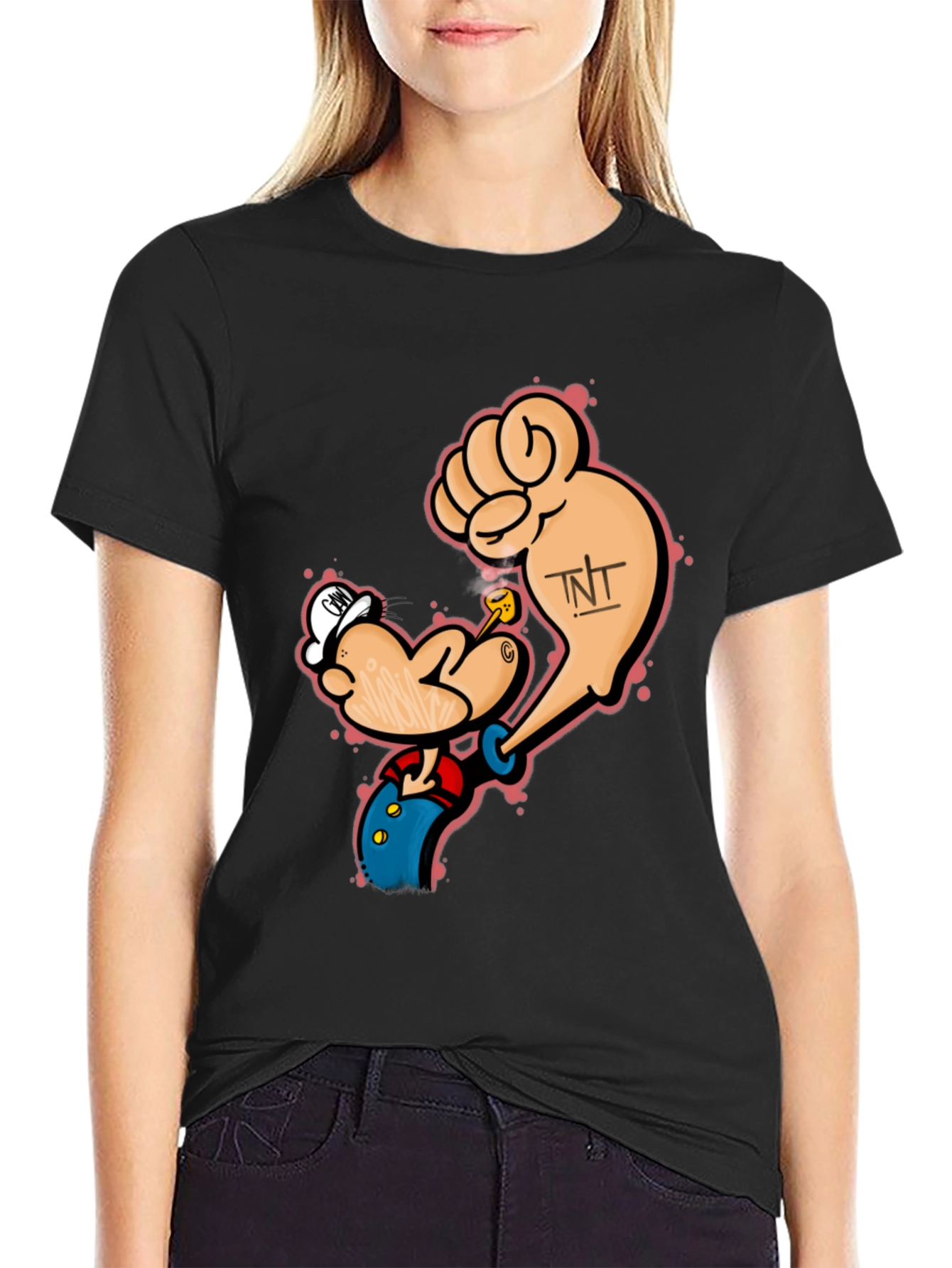 Popeye Inspired TNT Black T-Shirt