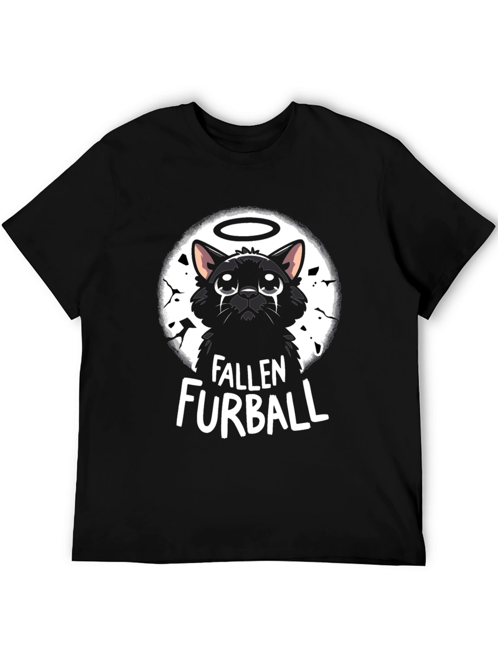 Fallen Furball Cat T-Shirt - Black Graphic Tee