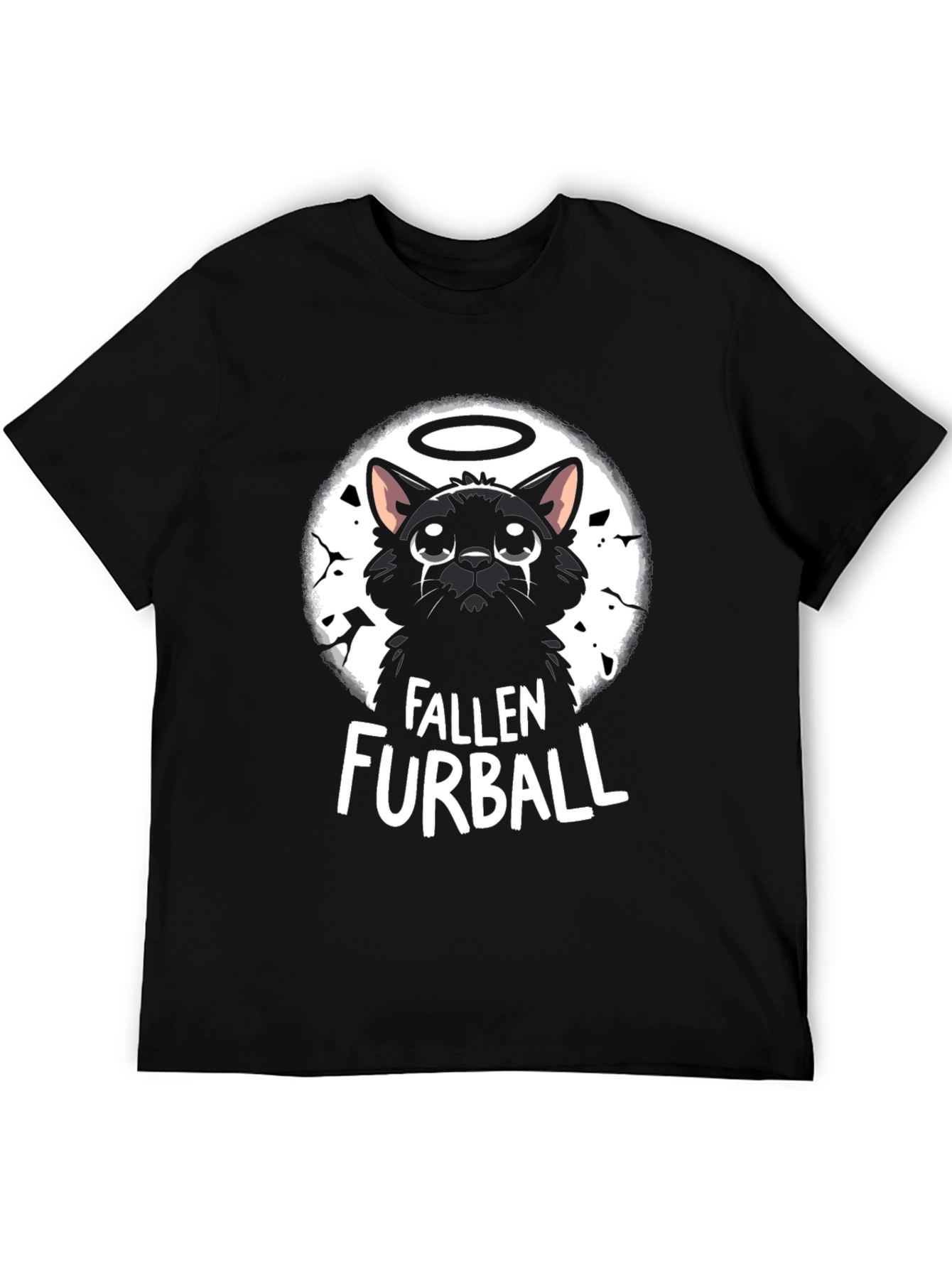Fallen Furball Cat T-Shirt - Black Graphic Tee