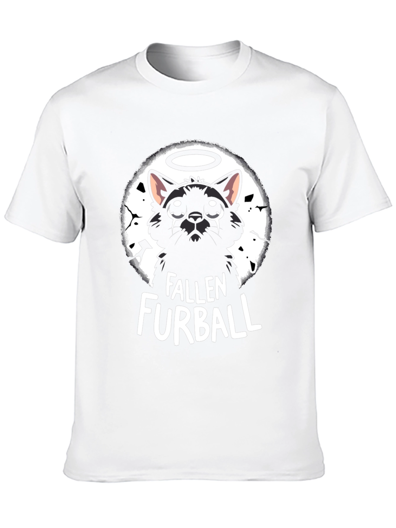 Fallen Furball Cat T-Shirt - Black Graphic Tee