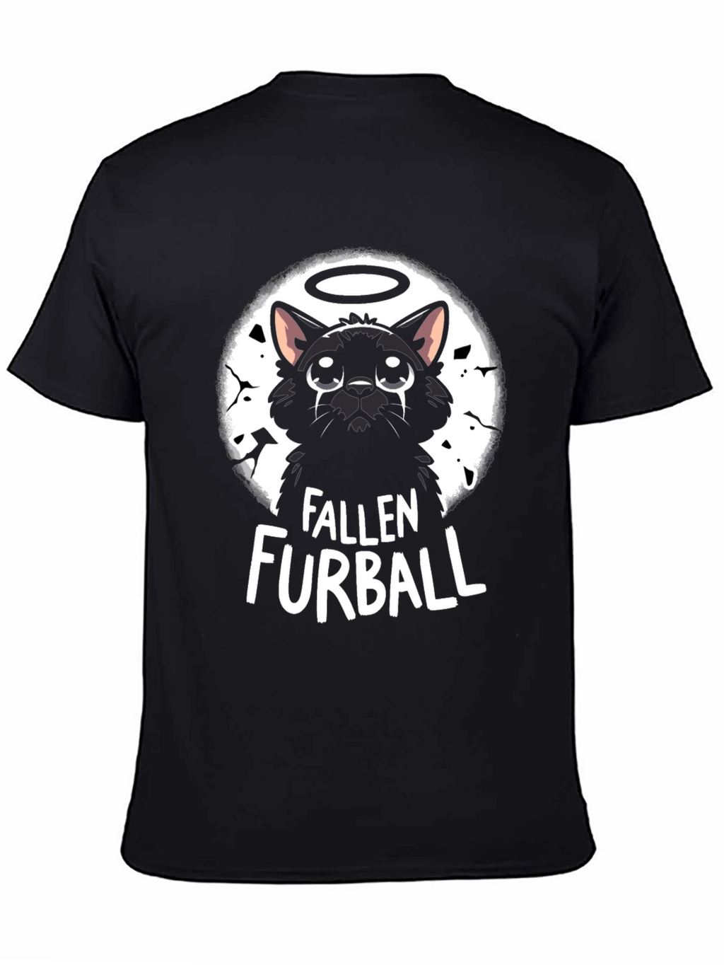 Fallen Furball Cat T-Shirt - Black Graphic Tee