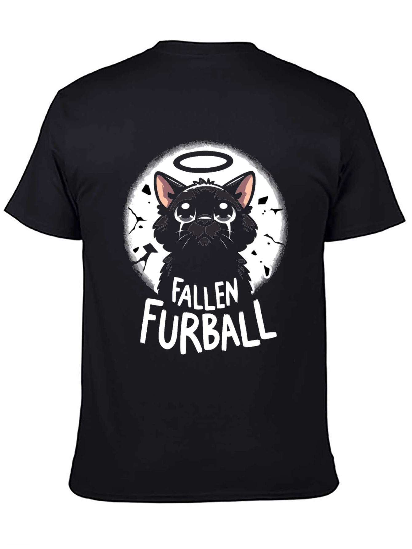 Fallen Furball Cat T-Shirt - Black Graphic Tee