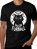 Fallen Furball Cat T-Shirt - Black Graphic Tee