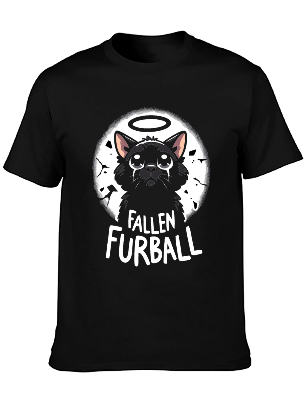 Fallen Furball Cat T-Shirt - Black Graphic Tee
