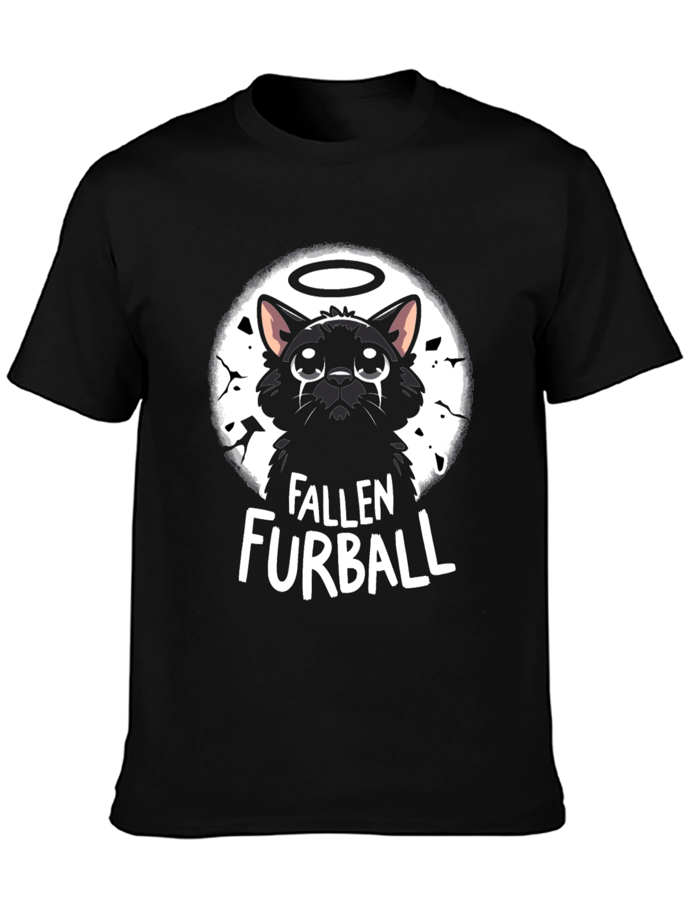Fallen Furball Cat T-Shirt - Black Graphic Tee