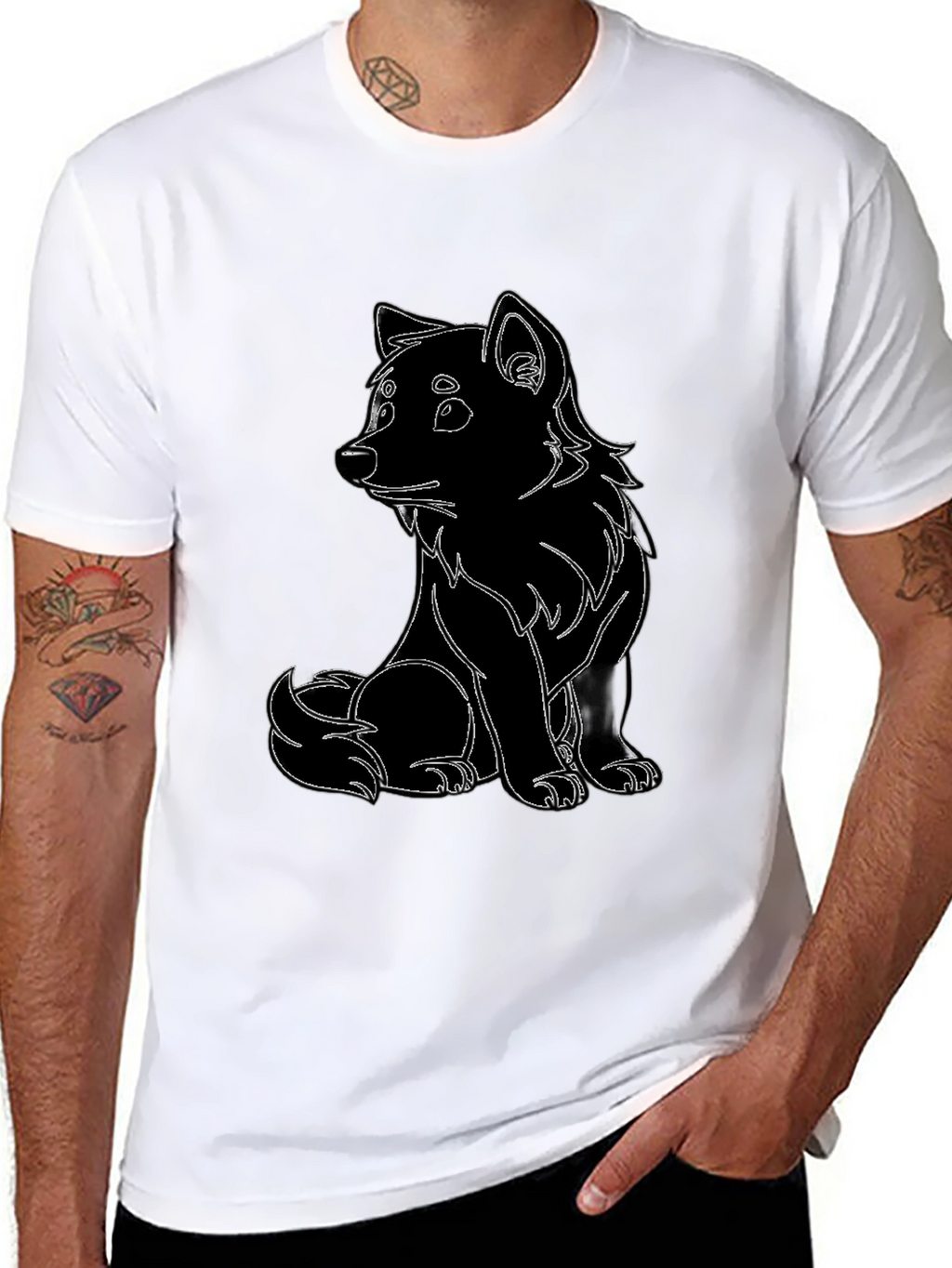 Black T-Shirt with Cute Animal Design