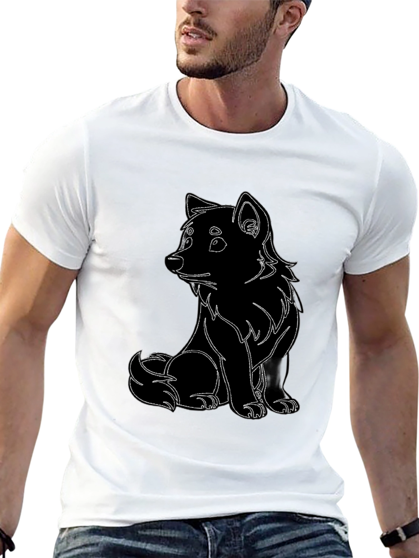 Black T-Shirt with Cute Animal Design