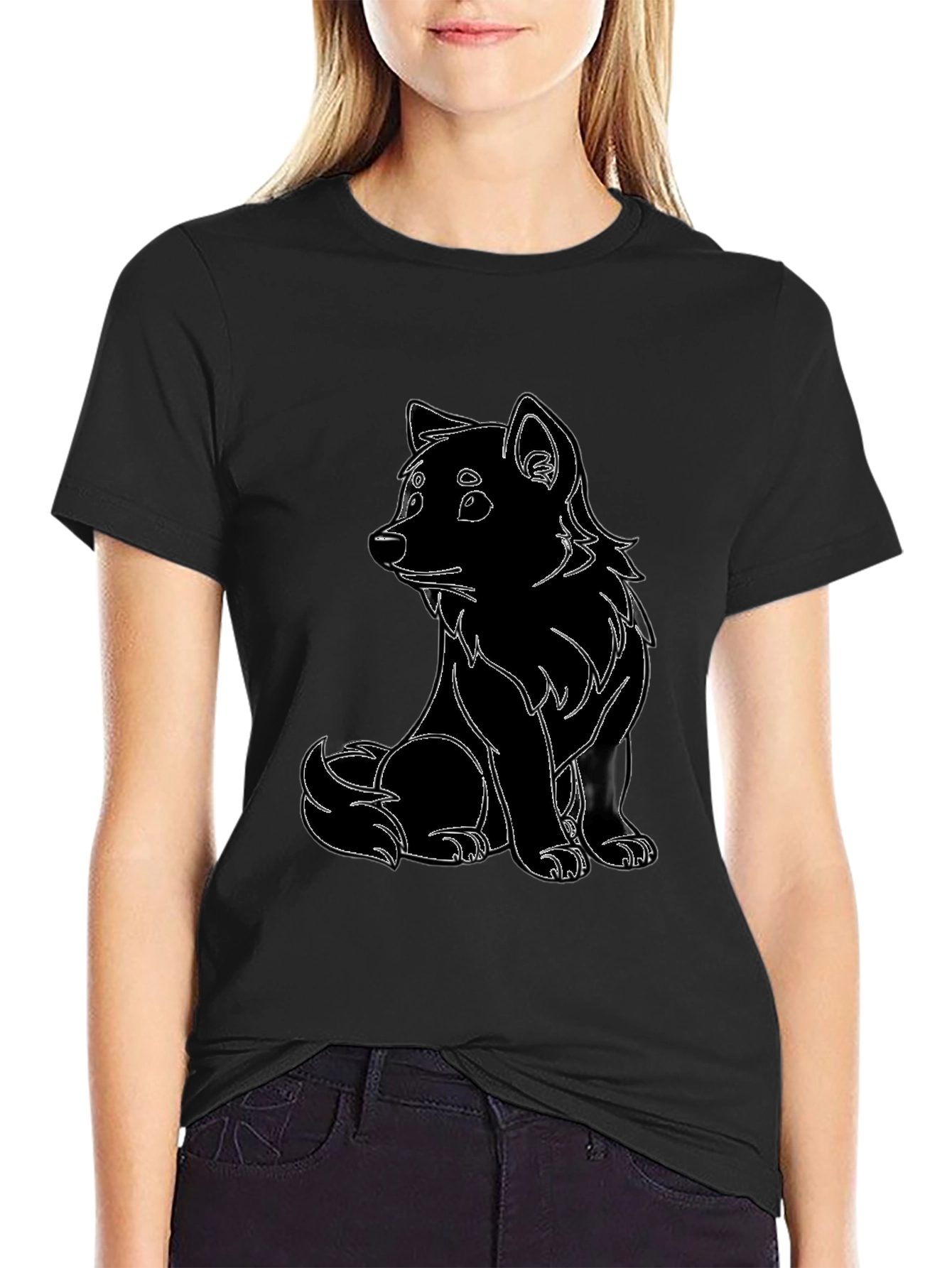 Black T-Shirt with Cute Animal Design