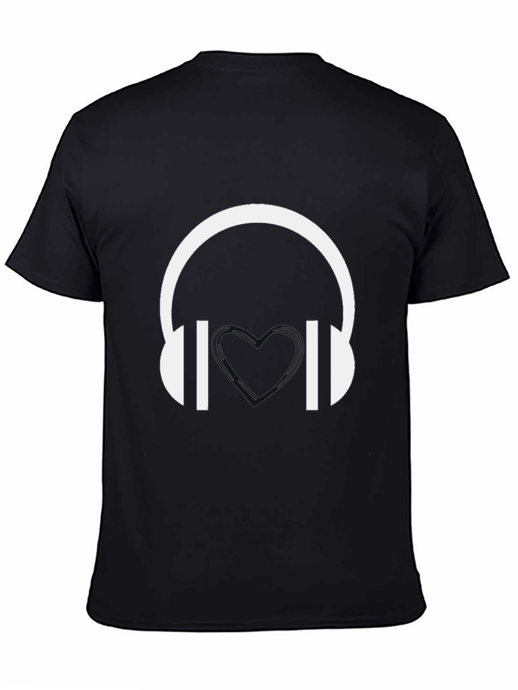 Headphones Graphic Tee - Black Cotton Blend