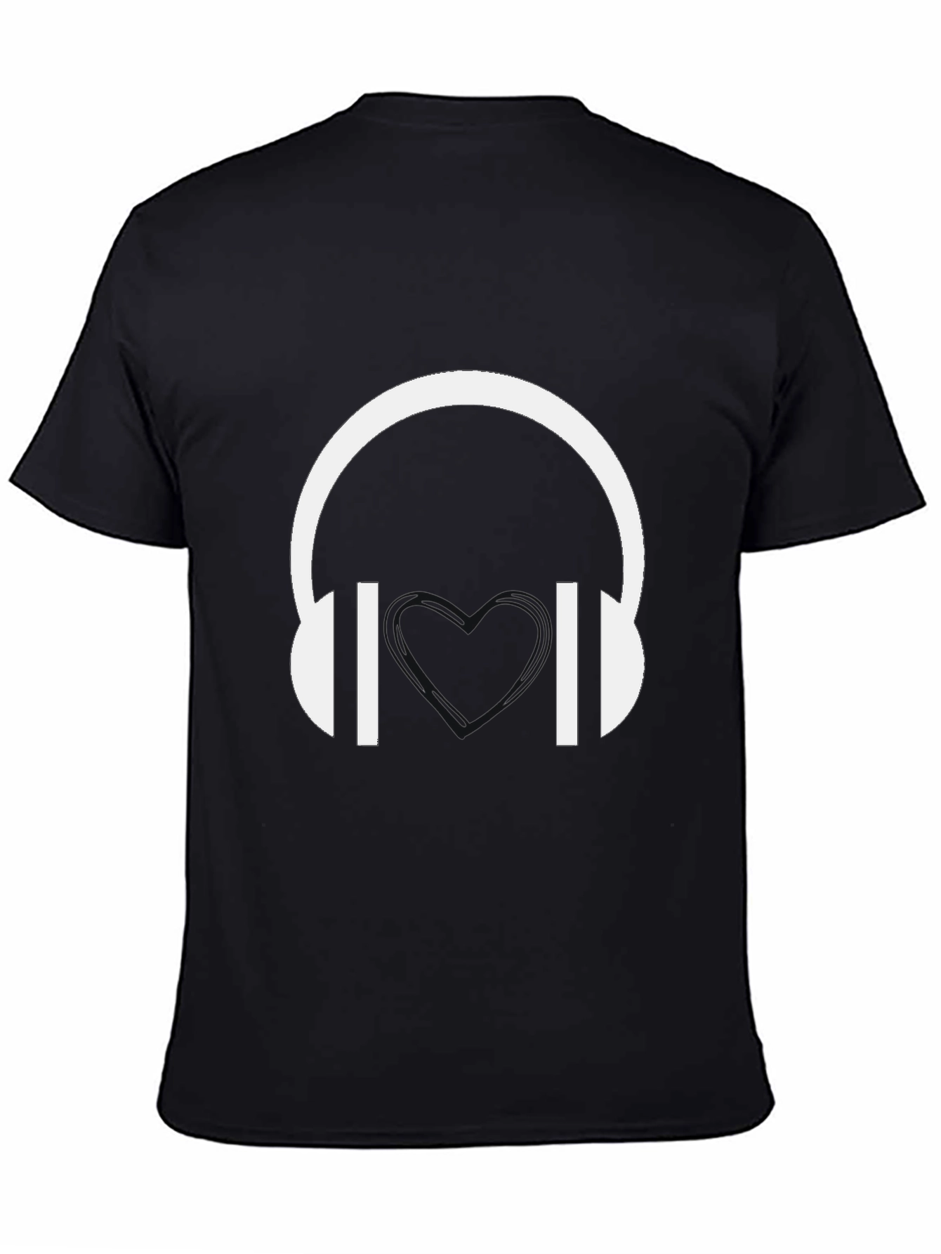 Headphones Graphic Tee - Black Cotton Blend