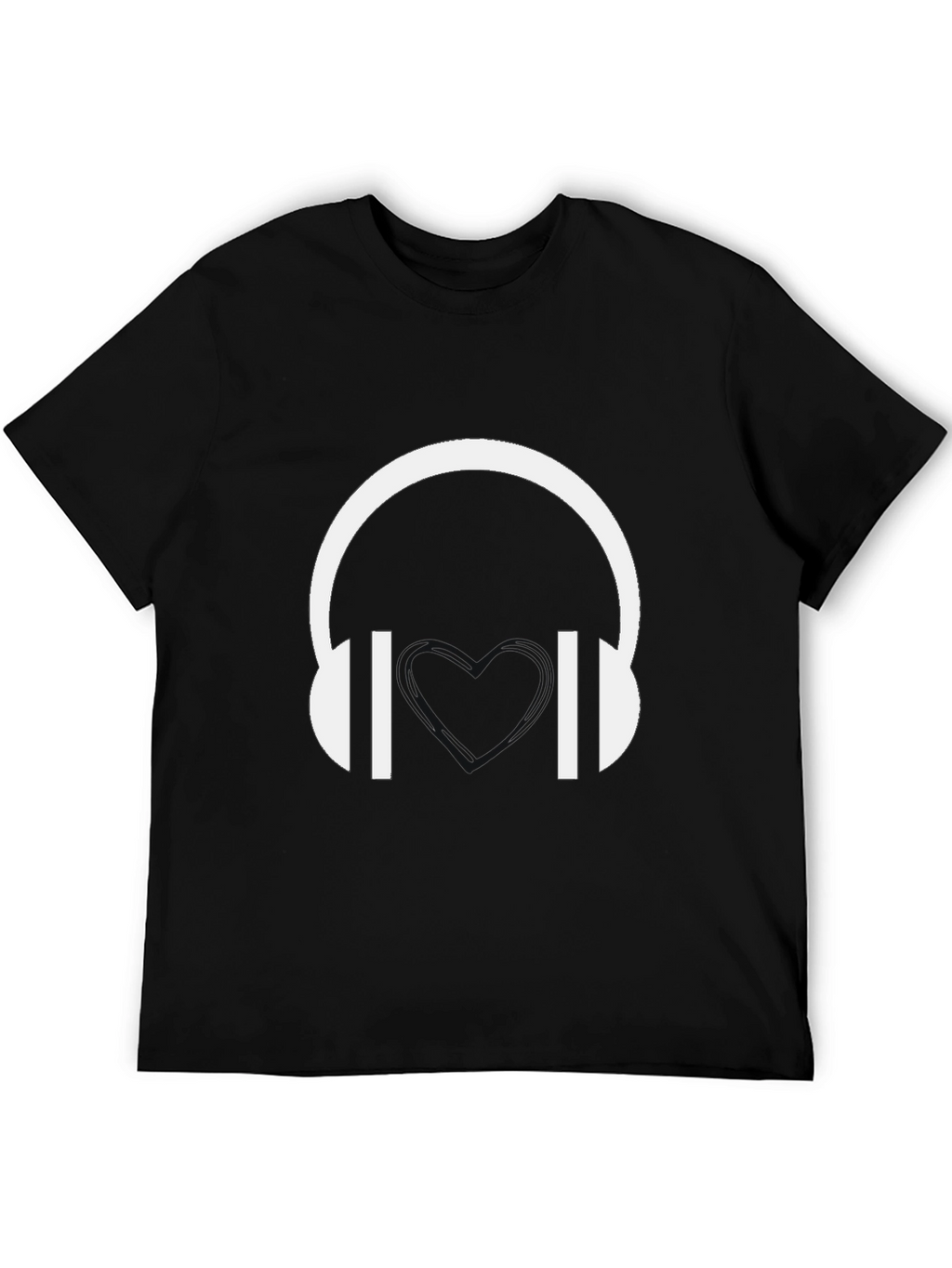 Headphones Graphic Tee - Black Cotton Blend